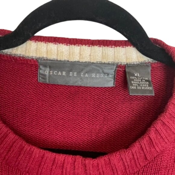 Oscar De La Renta window  pane check crew cotton sweater size xl - Picture 4 of 5